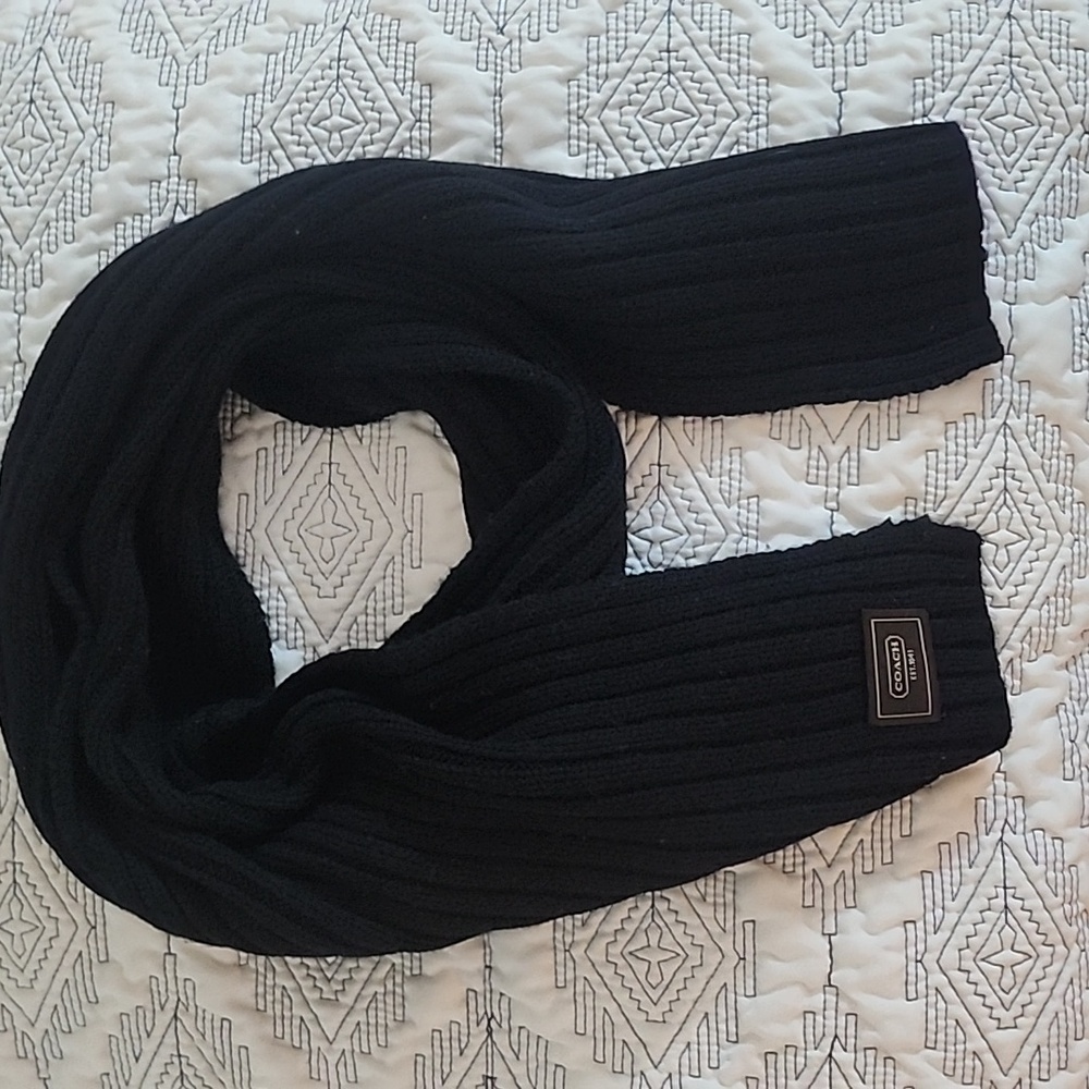 Coach Men's Black Ribbed Scarf